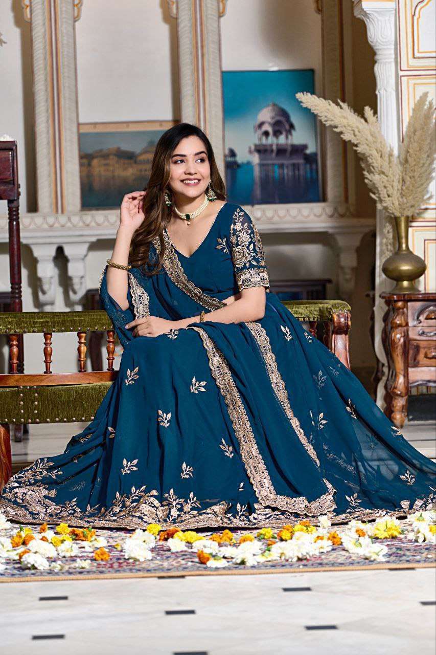 Women's Embroidered Lehenga Choli with Net Dupatta ? Festive & Wedding Wear Set
